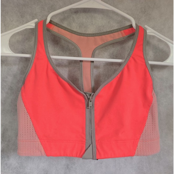 VICTORIAS SECRET VSX Zip Front Racerback Sports Bra Peach Orange Small Petite - Picture 7 of 15